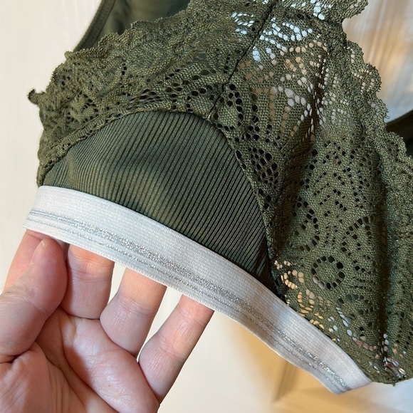 Xhilaration Army Green Ribbed Lace Racerback Bralette Small - Picture 5 of 5